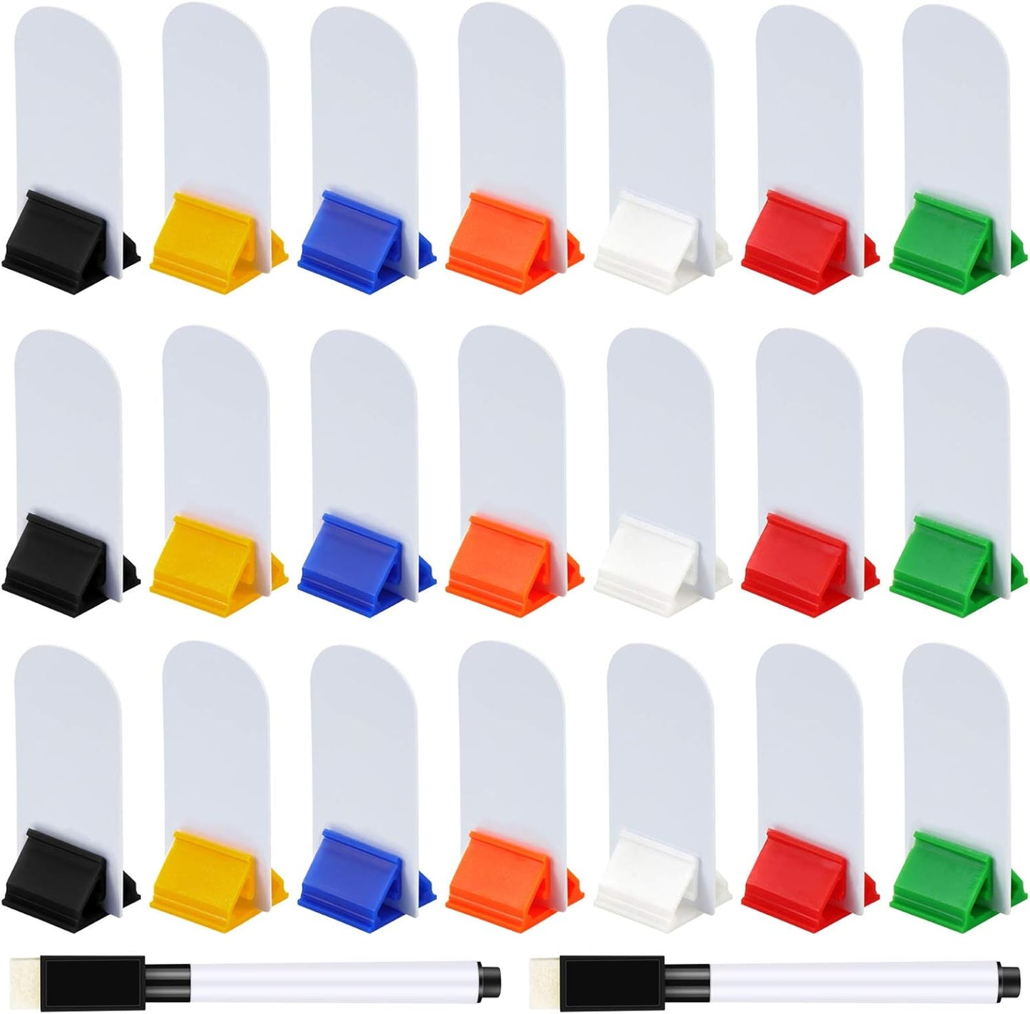 Meetory 45-Piece Blank Game Board Markers, 35-Piece Game Card Stands, 2 Black Pens, Plastic Token Cards, 7 Multi-Color Card Stands for Party Favor