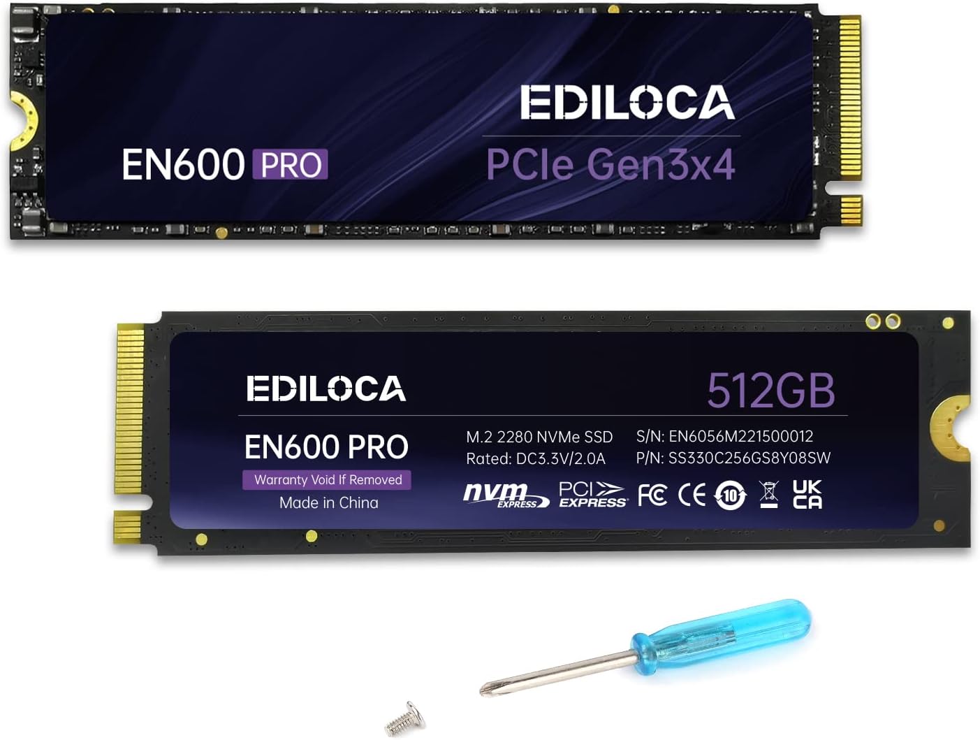 EN600 PRO SSD 512GB PCIe 3.0 Gen 3x4, NVMe M.2 2280, Up to 3200MB/s, Internal Solid State Drive, SLC Cache 3D NAND TLC, Graphene Cooling Sticker, Storage for PC, Desktop and Laptops