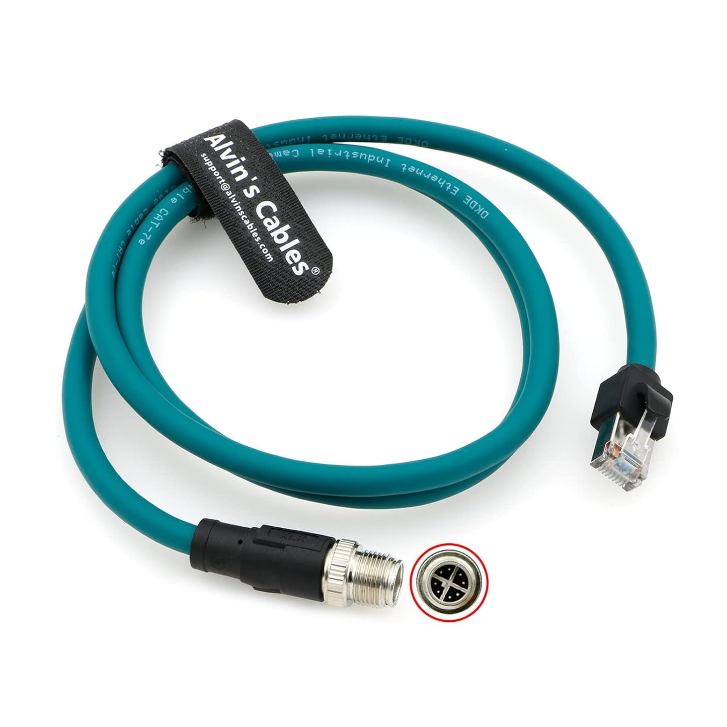 Alvin's Cables M12 8 Pin Male to RJ45 Shielded Ethernet Cable M12 X Coded 8 Position Cat6a Cable for Cognex Industrial Camera 3.2ft/1M