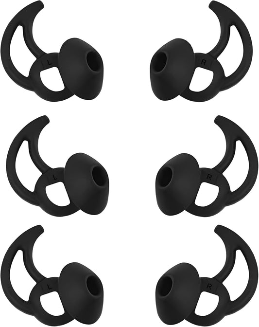 Silicone Earbud Tips 3 Pairs, Medium Replacement Eartips, Soft Earbud Tips Compatible with Bose QuietComfort Earbuds and Sport Earbuds,Black