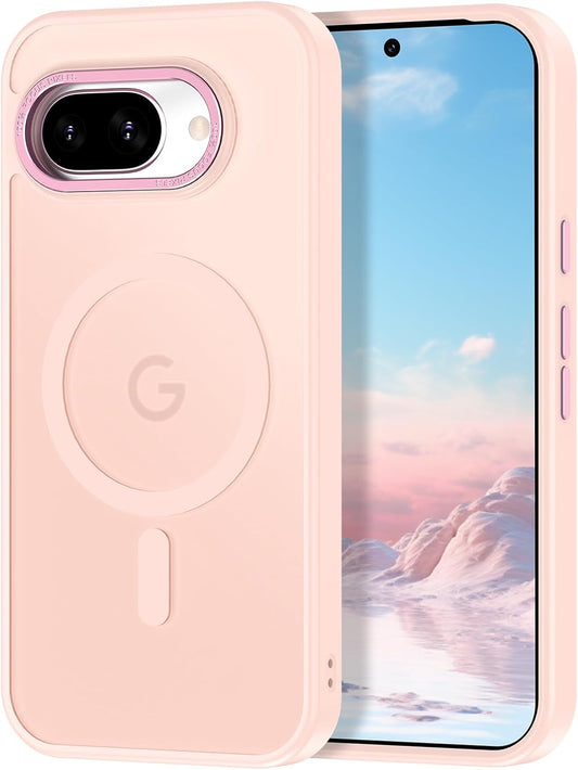 Magnetic for Google Pixel 9a Case, [Military Grade Drop Protection] [Compatible with MagSafe] Shockproof Slim Translucent Matte Anti-Slip for Women Girls Men Case, Pink