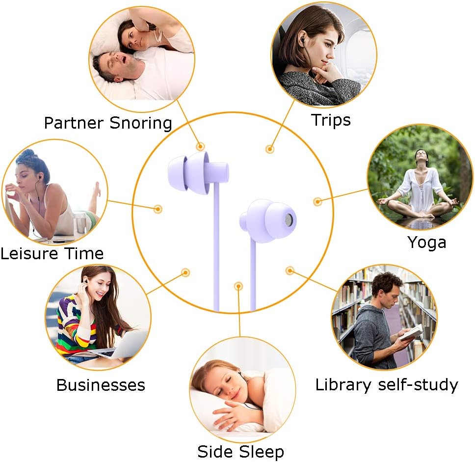 MAXROCK (TM Total Soft Silicon Headphones with Mic Sleep Travel Choice for Cellphones Tablets and 3.5mm Jack (Violet)