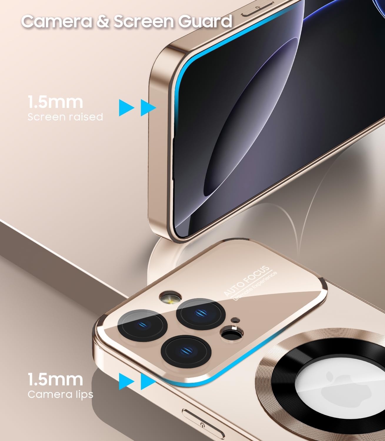 Magnetic for iPhone 16 Pro Case, Compatible with MagSafe, Built-in Camera Lens Protector, Logo View, Military Grade Drop Protection Phone Cover, Desert Titanium