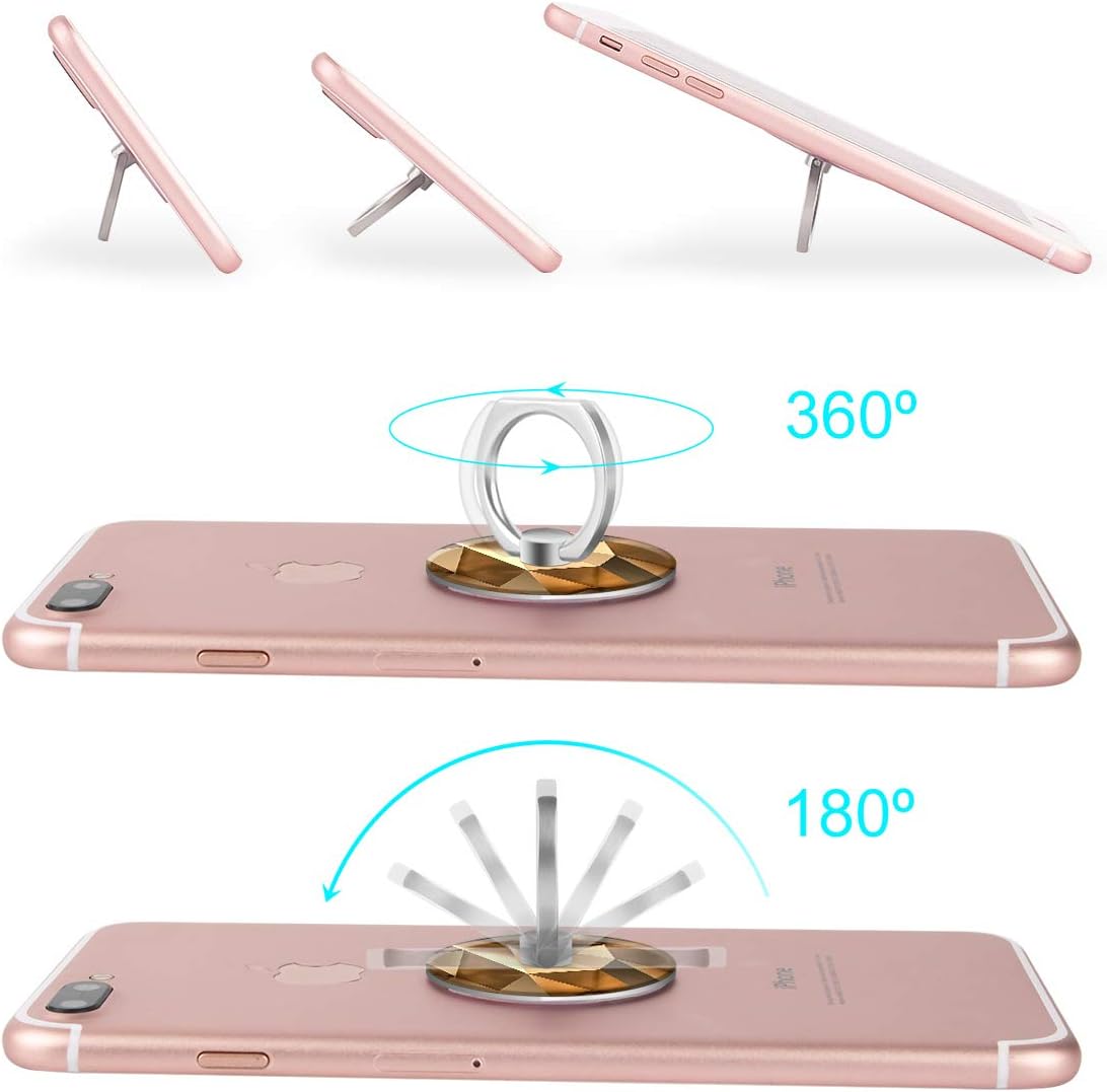 Bonoma Finger Ring Stand, 3 Pack Bling 360 Degree Rotation Phone Ring Stand Grip Holder Compatible with Smartphones and Tablets