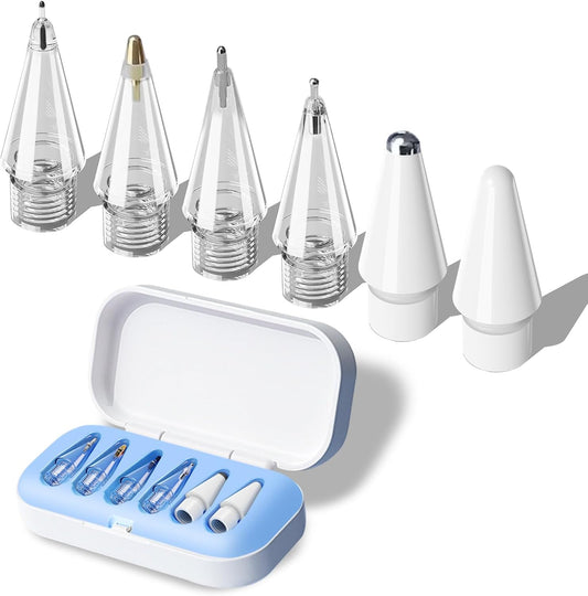 Replacement Tips for Apple Pencil Pro (1st/2nd Gen & USB-C), Upgraded iPad Pen Tips with Carrying Case, Precise Stylus Accessories - 6 Pack, Blue