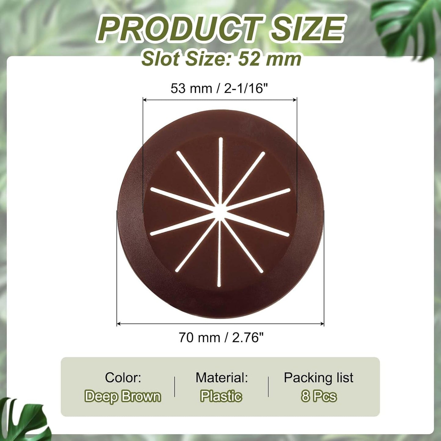 PATIKIL Desk Grommet 2-1/16", 8 Pcs Round Cable Grommet Cord Hole Cover with Adhesive Tape Flexible Table Wire Organizer for Office Home Table Countertop, Deep Brown