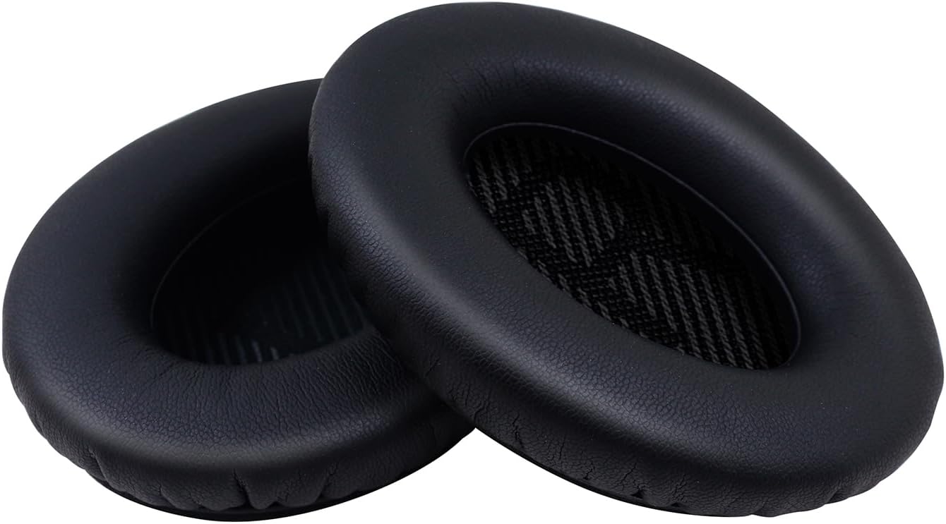 Replacement Ear Pads for Bose QuietComfort 15(qc15/QC15)/25/AE/AE2, Headphone Ear Covers, High Density Memory Cotton, Soft Leather, Adaptive Noise Isolation Headphones Pads Cushions-Black