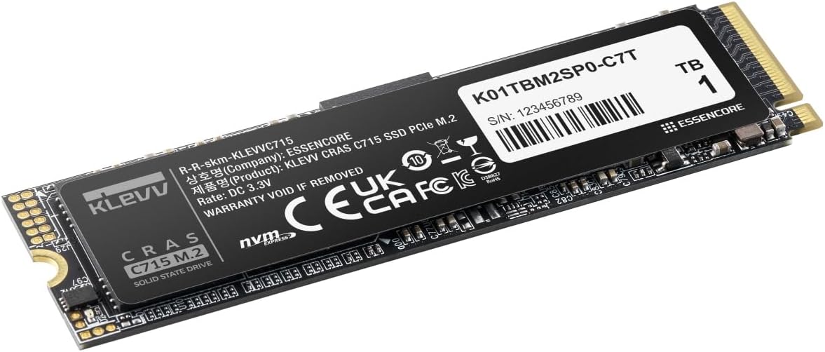 KLEVV CRAS C715 1TB M.2 2280 NVMe PCIe Gen3x4 Laptop & Desktop, up to 3200MB/s (K01TBM2SP0-C7T)