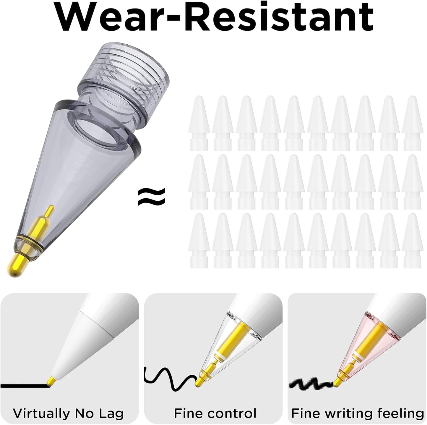 8 Pack Fine Point Replacement Tips Compatible with Apple Pencil 2nd Generation, Apple Pencil 1st Generation, Apple Pencil USB-C & Apple Pencil Pro Colorful iPencil Nibs (Black + Pink + White + Clear)