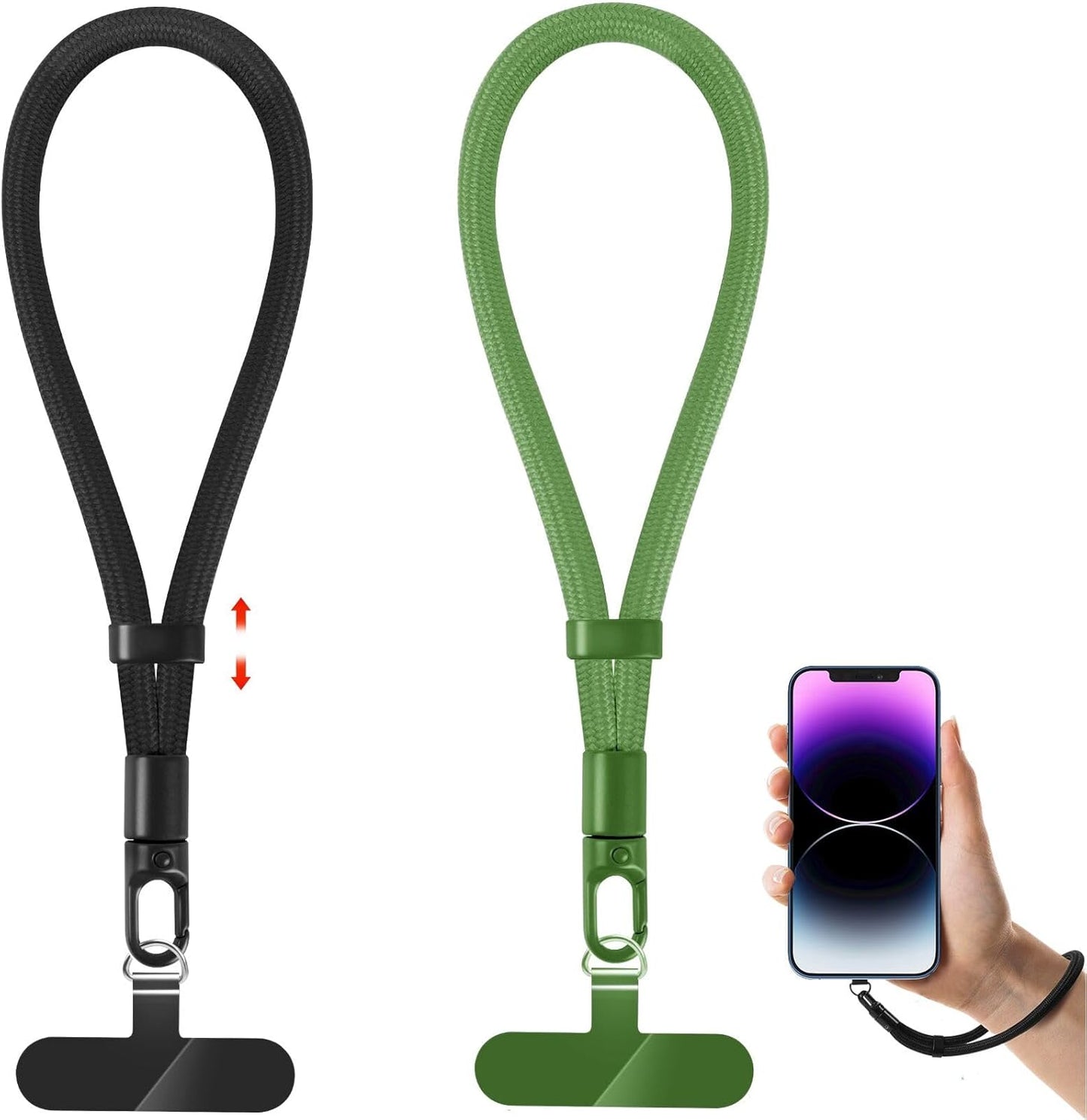 Phone Lanyard, 2 Pack Adjustable Cell Phone Lanyard Strap, Hand Wrist Strap Lanyard with Tether Tabs for Smartphones