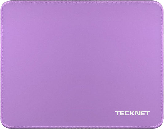 TECKNET Mouse Pad with Anti-fray Stitchin, Waterproof Surface & Non-Slip Rubber Base with Stitched Edges Gaming Mouse Mat for Laptop，Compatible with Laser and Optical Mice - Purple