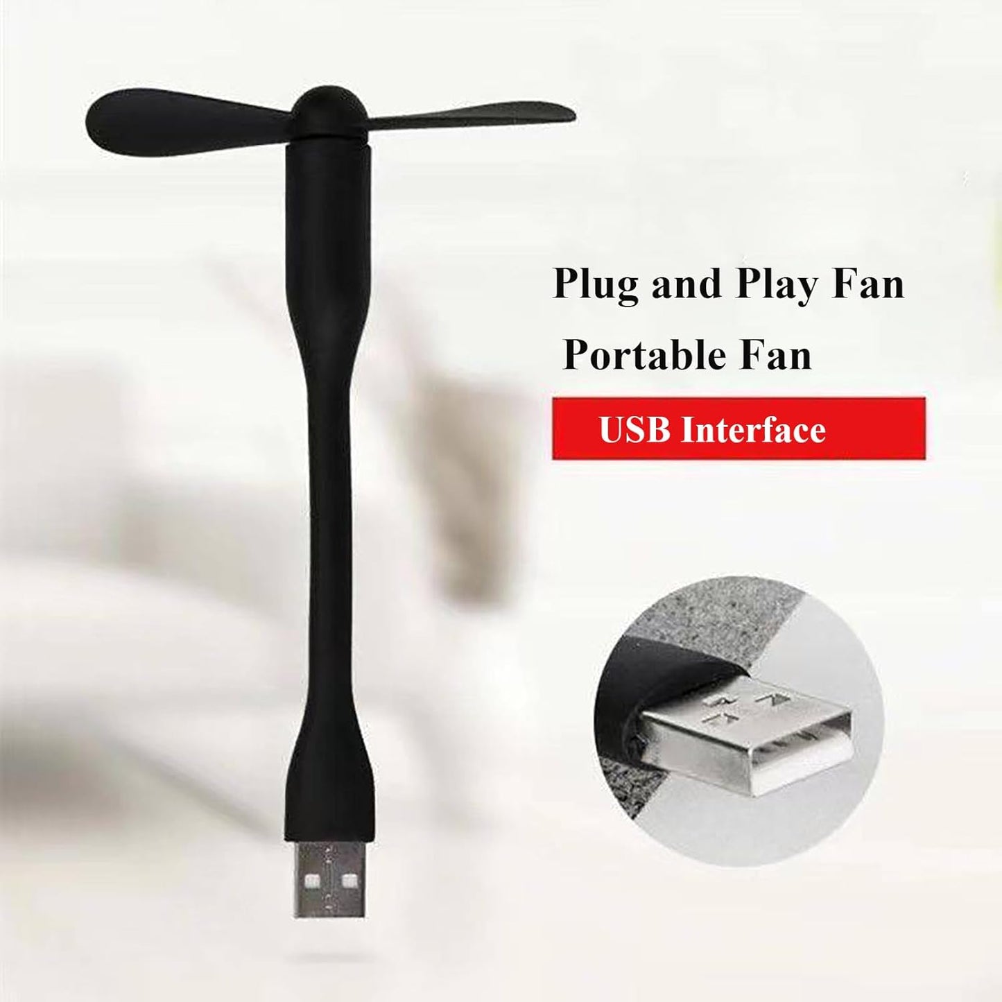 Mini USB Fan, Portable Pocket Fan USB-A Powered Little Cooler, Quiet Operation, for Home Office Car Outdoor Travel- 4 Pack (2 Black+ 2 White)