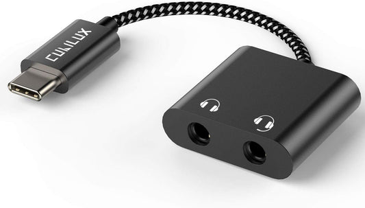 USB C Audio Splitter for 2 Headphones with 96KHz/24-bit DAC, Type C to Dual Earphones Aux Splitter for Samsung S25/S24/S23/S22/S21/S20 Ultra, Tab S10/S9/S8/S7/S6, Z Fold 6/5/4/3/2, Z Flip 6/5/4/3/2