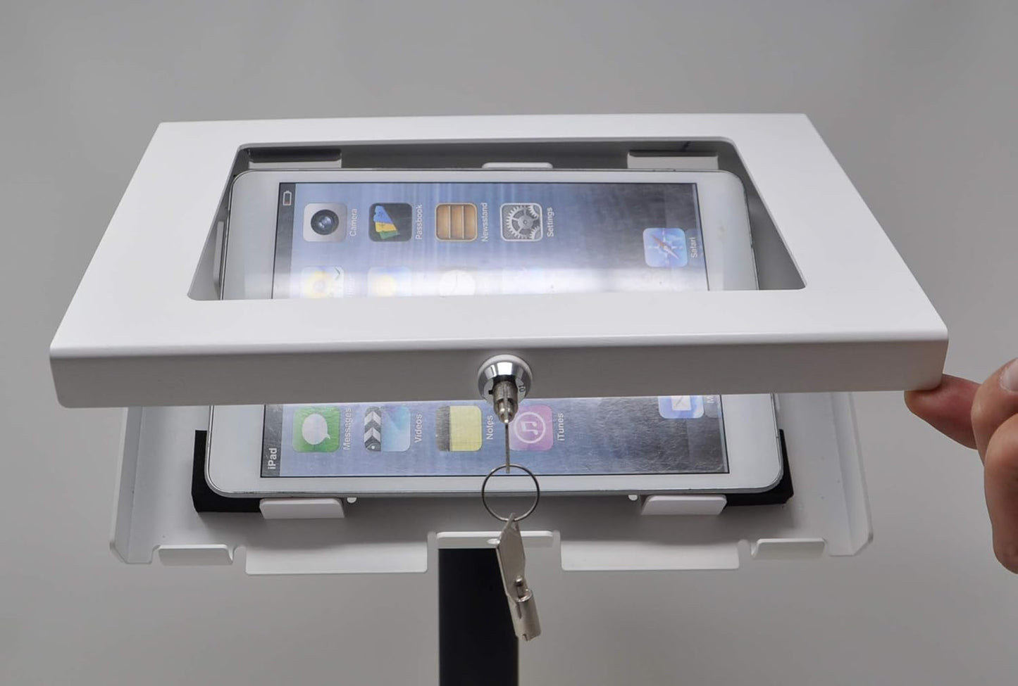 TABcare Locking Security Metal Case for iPad Mini Used as Kiosk, POS, Store, Show Display (White, iPad Mini 4/5)