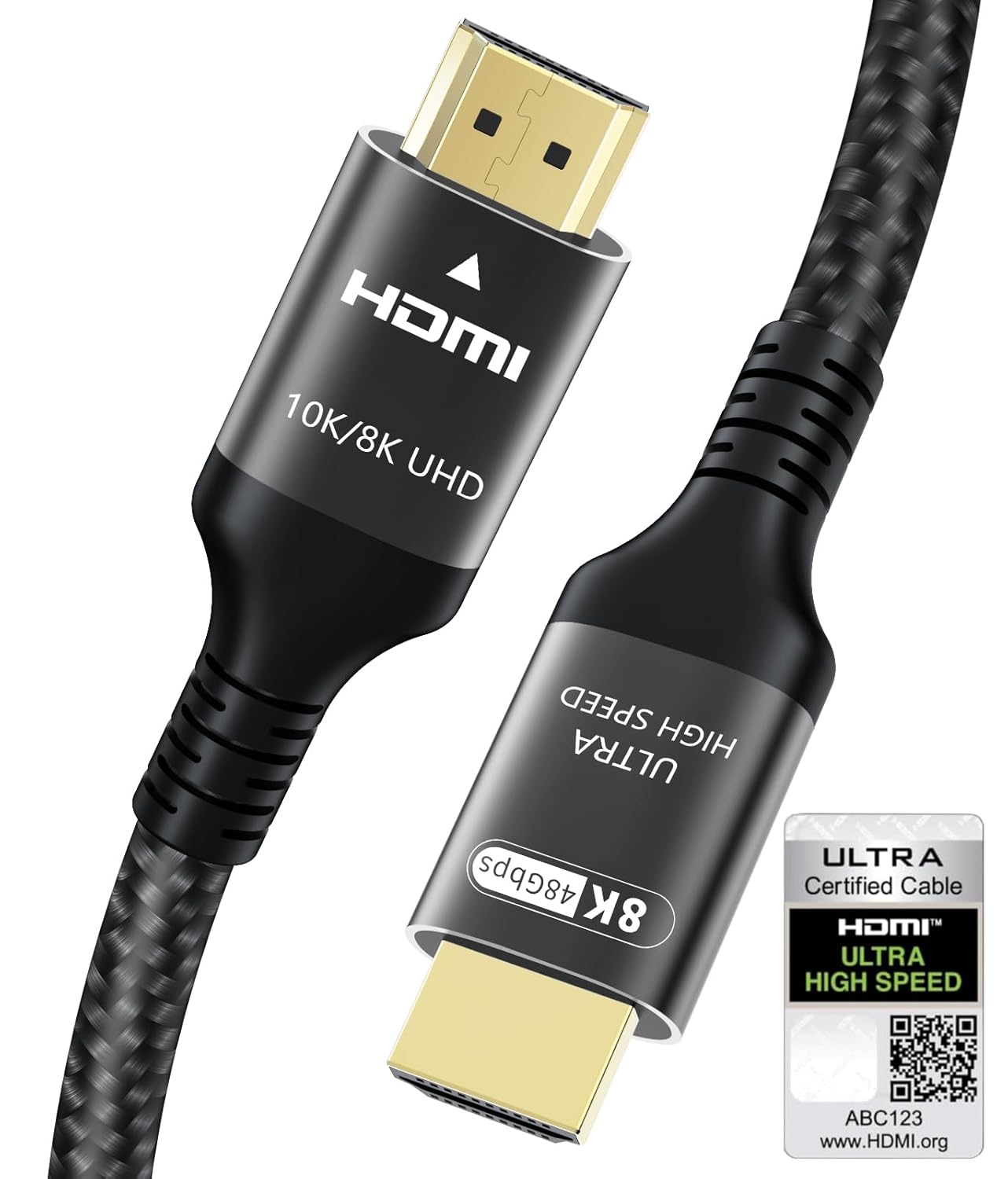 Certified 10K 8K HDMI 2.1 Cable 20 FT, 48Gbps Ultra High Speed HDMI Cable with Ethernet 4K 240Hz 165Hz 144Hz 120Hz 8K60Hz eARC HDCP2.3 HDR10+ PC Laptop TV Monitor Projector