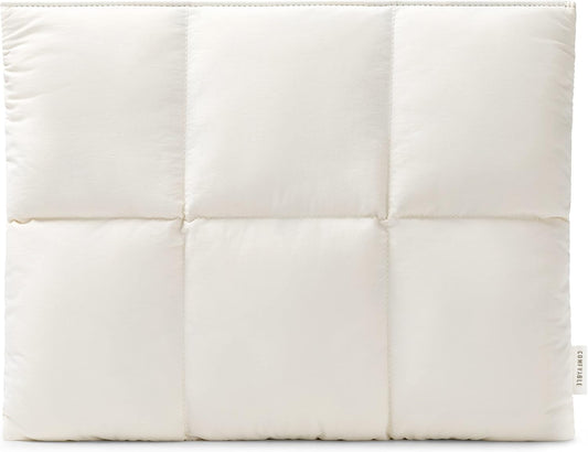 Comfyable Puffy Laptop Sleeve 15 Inch 16 Inch, Quilted Puffer Laptop Carrying Case, Pillow Pouch Compatible for MacBook Air 15 in M4 2025 & MacBook Pro 16 in M4 2024, Rice