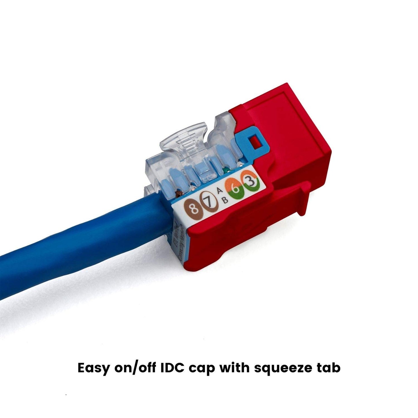 trueCABLE Cat6 Keystone Jack, Unshielded (UTP), 90 Degree Punch-Down, PoE++ (4PPoE) 100W, UL Listed, ETL Verified, ANSI/TIA Certified, Modular RJ45 Female, Red, 12 Pack