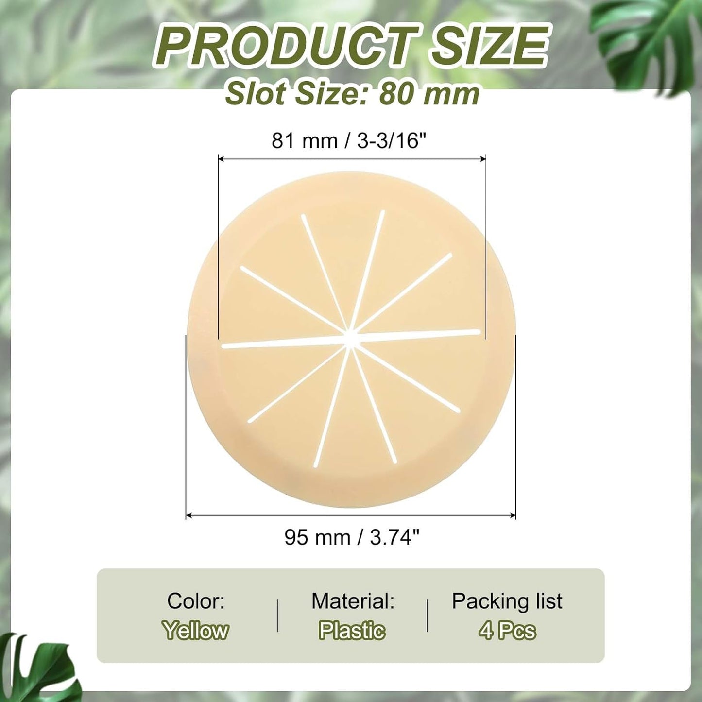 PATIKIL Desk Grommet 3-3/16", 4 Pcs Round Cable Grommet Cord Hole Cover with Adhesive Tape Flexible Table Wire Organizer for Office Home Table Countertop, Yellow