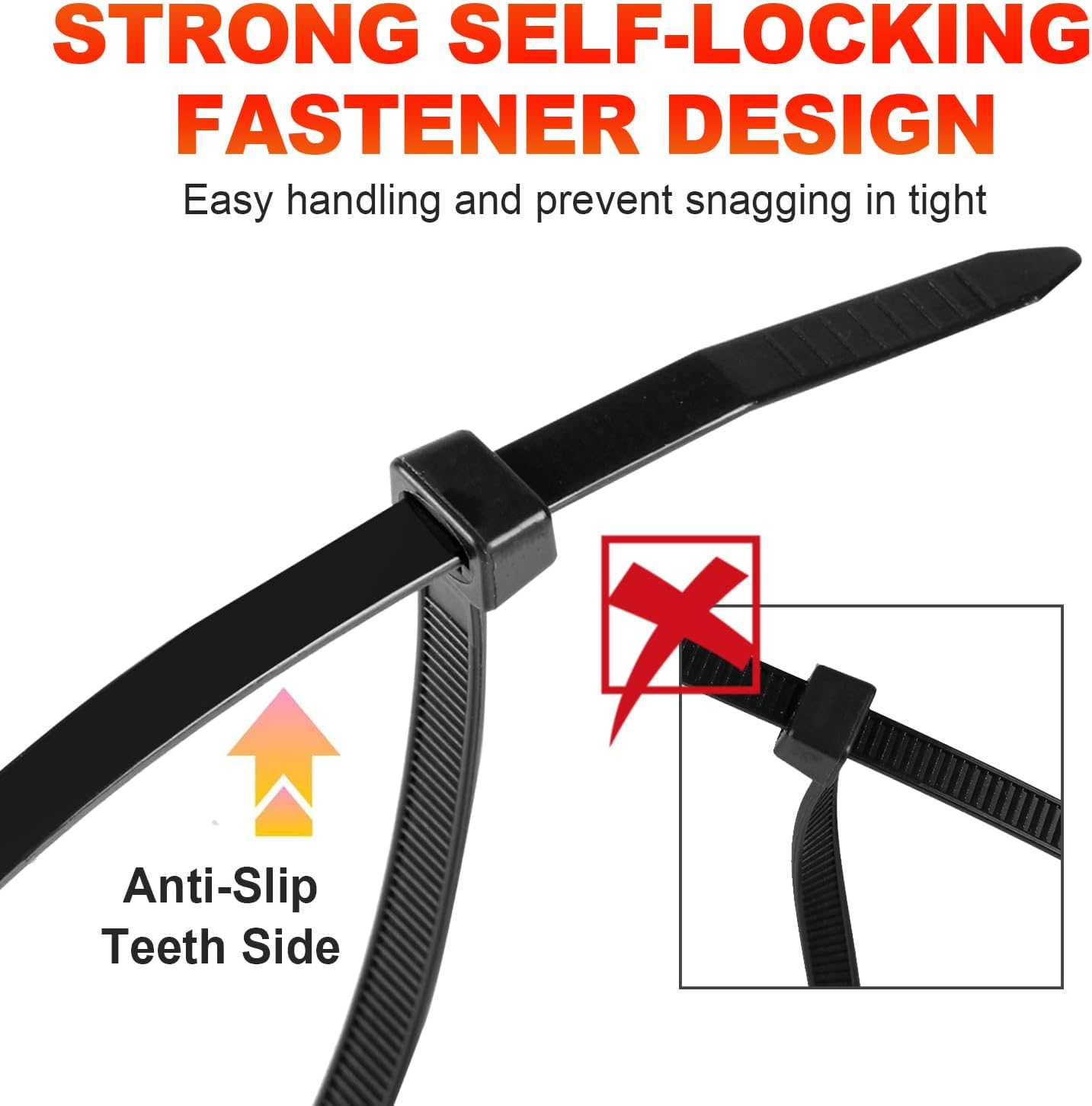 Zip Ties, RAZCC 1200pcs Black Cable Zip Ties 14 Inch, Heavy Duty Plastic Wire Ties with 50lb Tensile Strength, Self-Locking Black Nylon Tie Wraps for Indoor and Outdoor