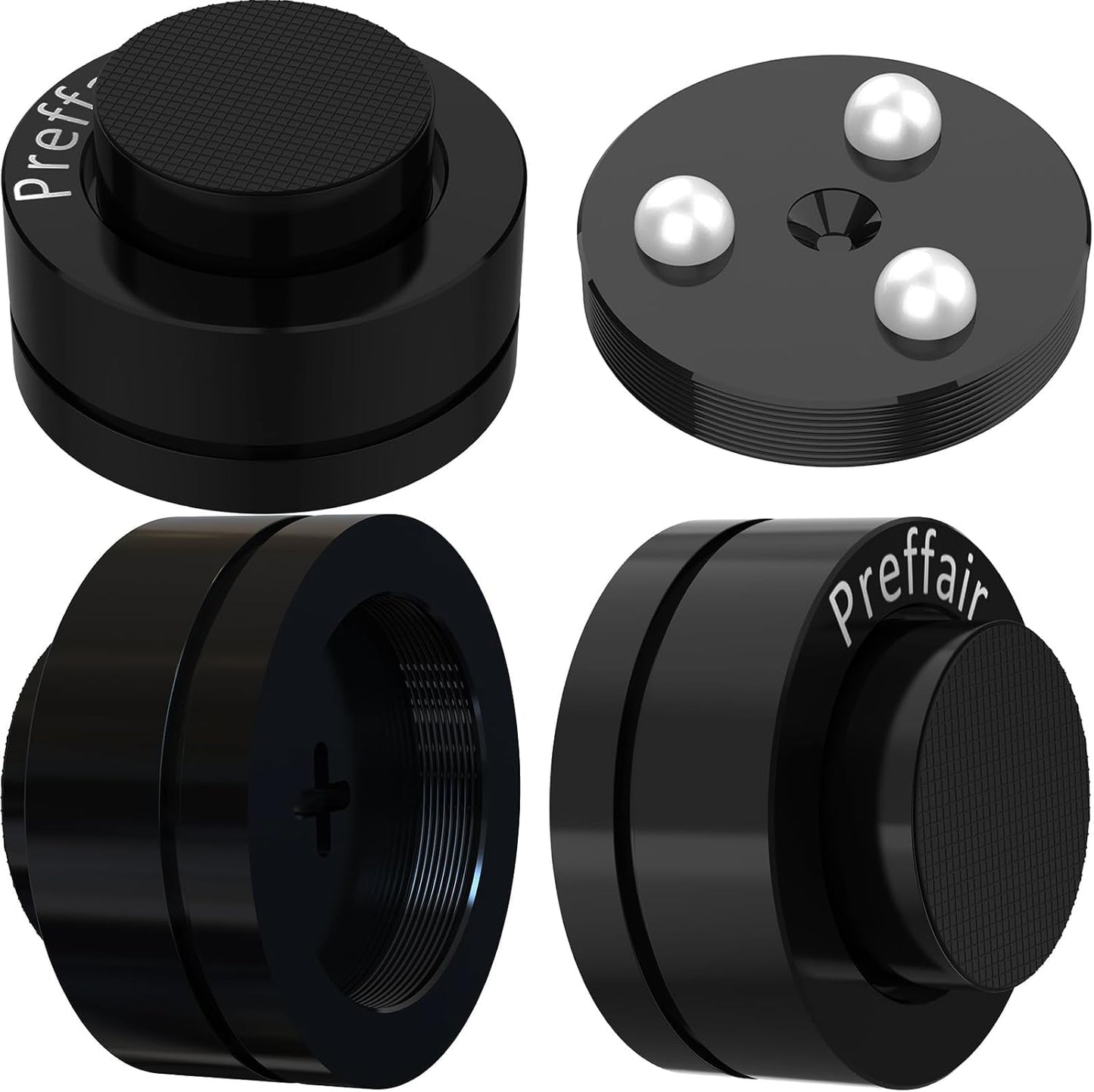 Preffair 4 Pcs Turntable Anti-Vibration Isolation Feet Speaker Feet Isolators Subwoofer Shock Absorber Stand Speaker Cone Pads with Ceramic Beads for DAC Recorder, HiFi Amplifier (Aluminum Alloy)