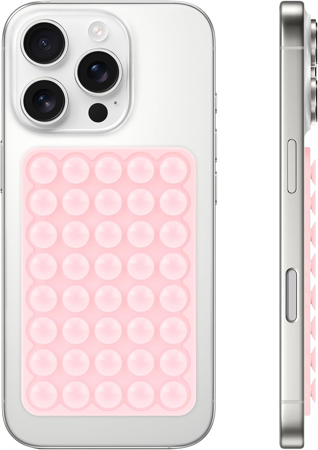 Silicone Suction Phone Case Mount, Non Slip Suction Cup Phone Mount, Phone Accessories Holder for Selfies and Videos, Silicon Adhesive Phone Stand Sticky for Cell Phone Light Pink