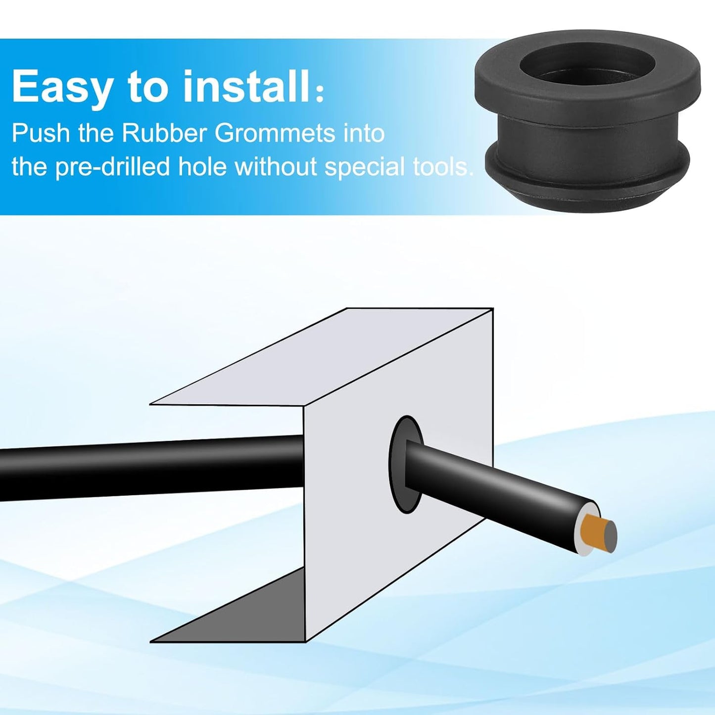 PATIKIL 16mm / 5/8 Inch Drill Hole,1/2 Inch ID Rubber Grommets, 12Pcs Top Hat Grommet for Wiring Eyelet Ring Gasket Automotive Firewall Cable Hole Plugs Wires Protection, Black