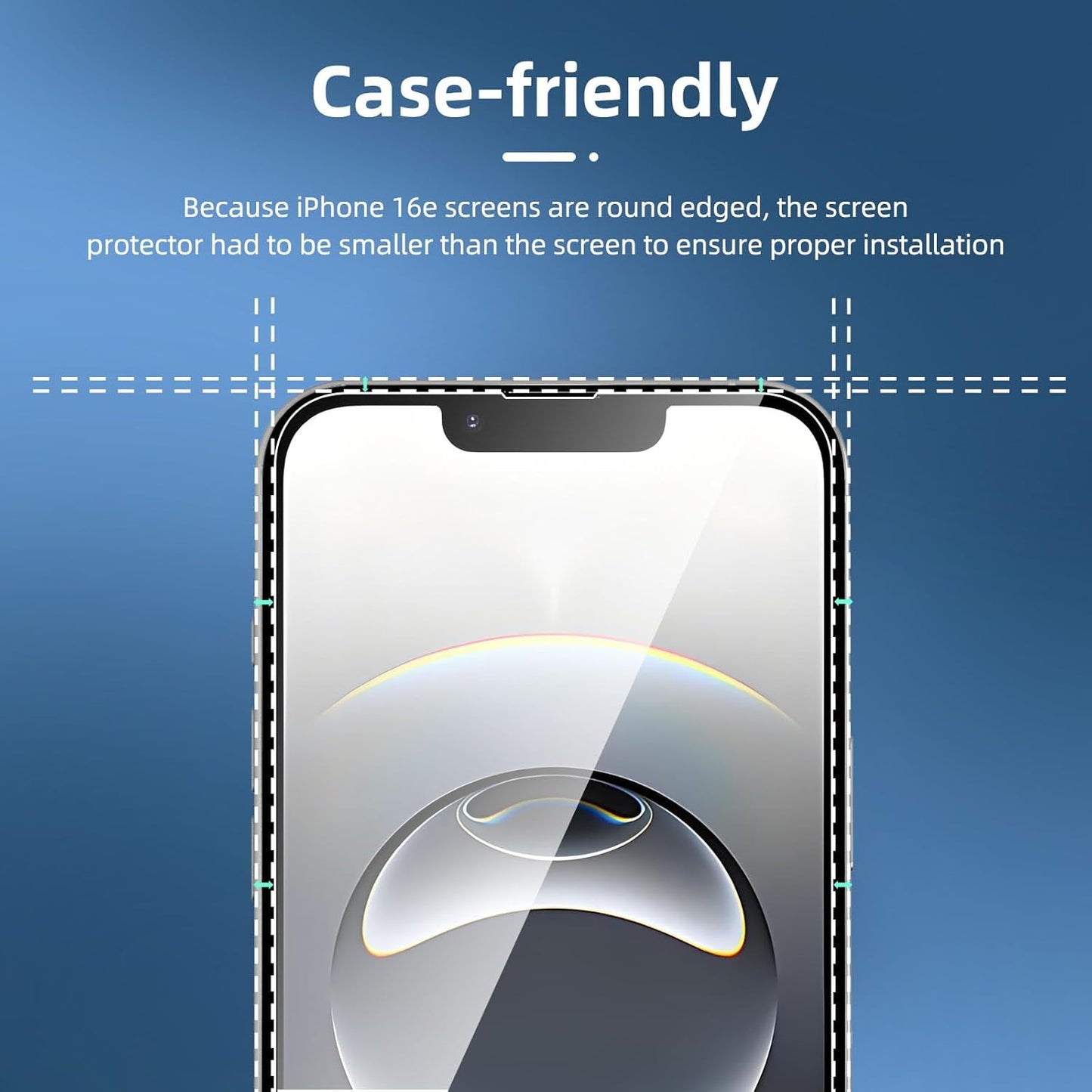 NEW'C 3 Pack Designed for iPhone 16e Screen Protector (6.1 inches),Enhanced Tempered Glass Protection,Case Friendly Scratch-proof, Bubble Free, Ultra Resistant