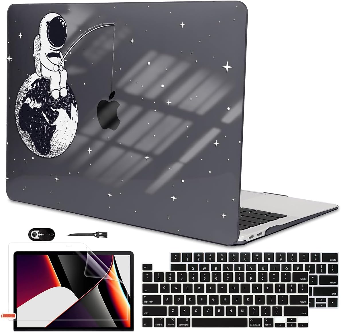 Compatible with MacBook Pro 13 inch Case 2022 2021-2016 A2338 M2/M1 Chip A2251 A2289 A2159 A1989 A1706, Pattern Plastic Hard Shell Keyboard Cover Screen Film Webcam Cover, Astronaut Earth