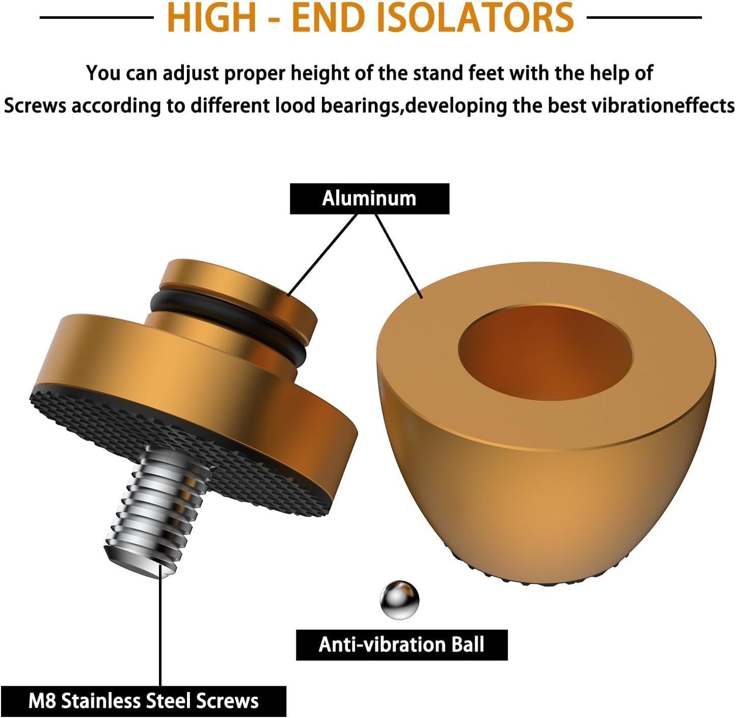 Audiocrast 4X HiFi Speaker Stand Feet Spike Pads Speaker Vibration Damper 30x33mm Aluminum Resonance Reduce Shock Absorber Floor Protector for Audio Speaker Amp Turntable