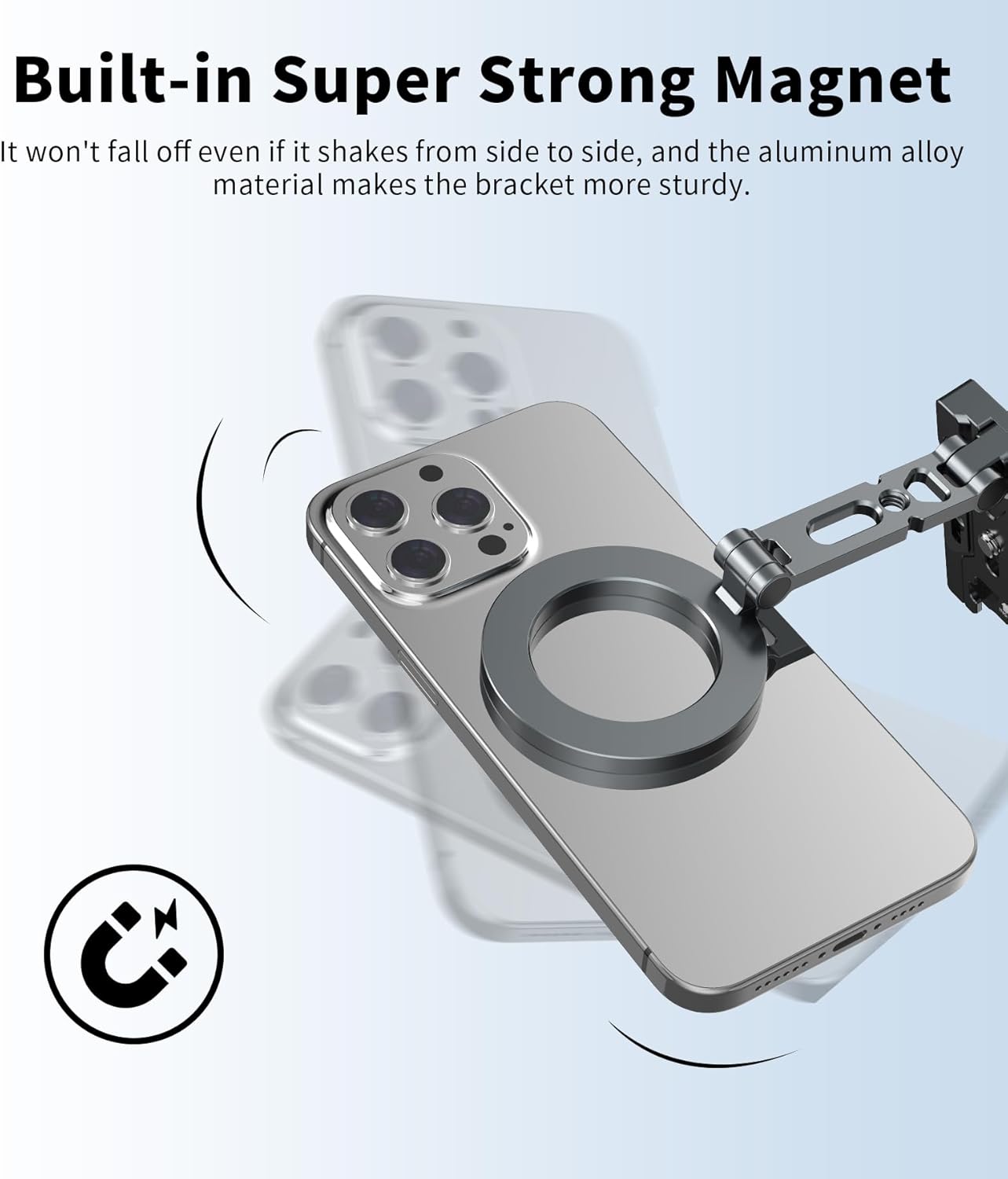 Magnetic Phone Tripod Stand,Foldable Cell Phone Holder for Magsafe with Arca-Swiss,1/4'' Screw Hole,Cold Shoe Mount,Pocket Mini Aluminum Selfie Stick Tripod Mount for iPhone/Android,Desk,Travel