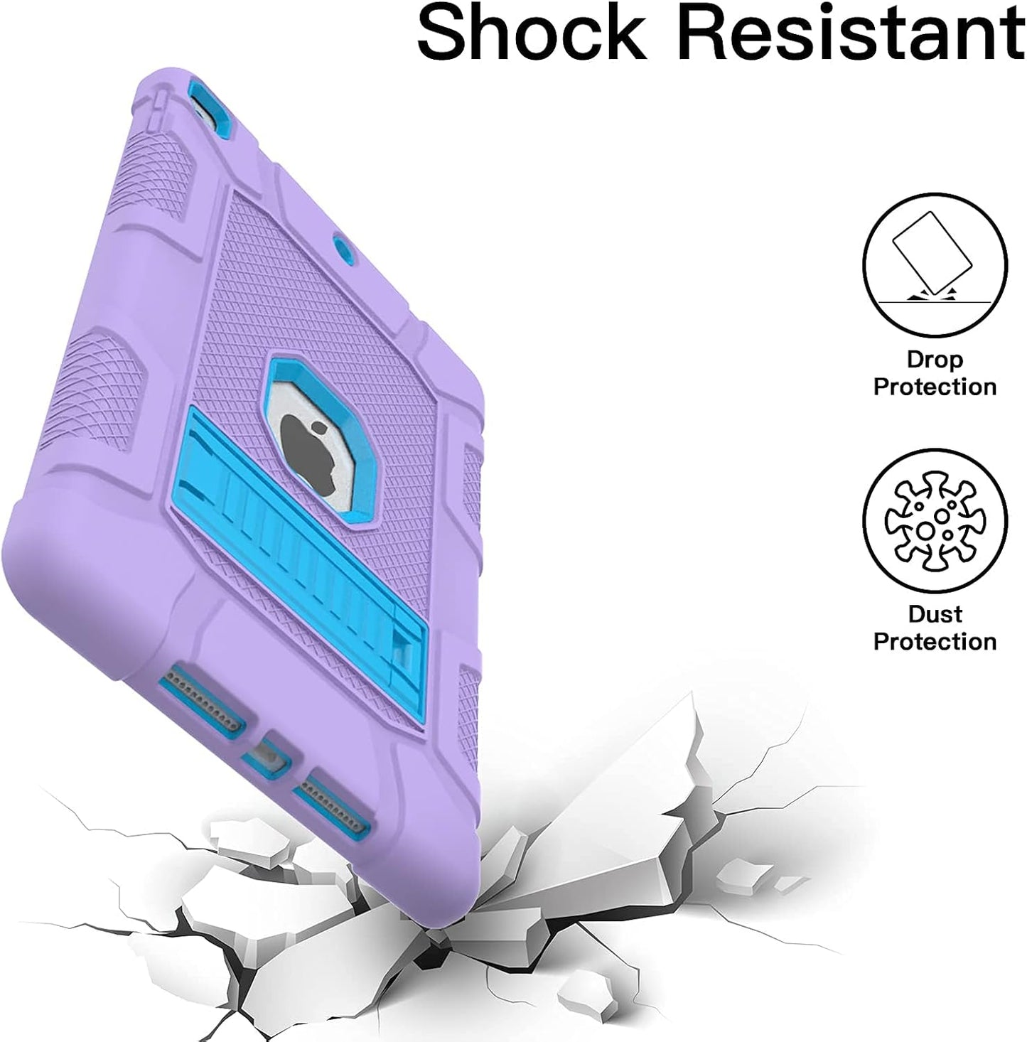 Rantice iPad 9th Generation Case, iPad 8th Generation Case, iPad 7th Generation Case, Hybrid Shockproof Rugged Drop Protection Cover with Kickstand for iPad 10.2'' Purple+Blue