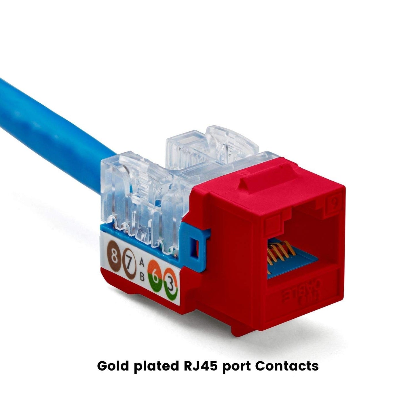 trueCABLE Cat6 Keystone Jack, Unshielded (UTP), 90 Degree Punch-Down, PoE++ (4PPoE) 100W, UL Listed, ETL Verified, ANSI/TIA Certified, Modular RJ45 Female, Red, 12 Pack