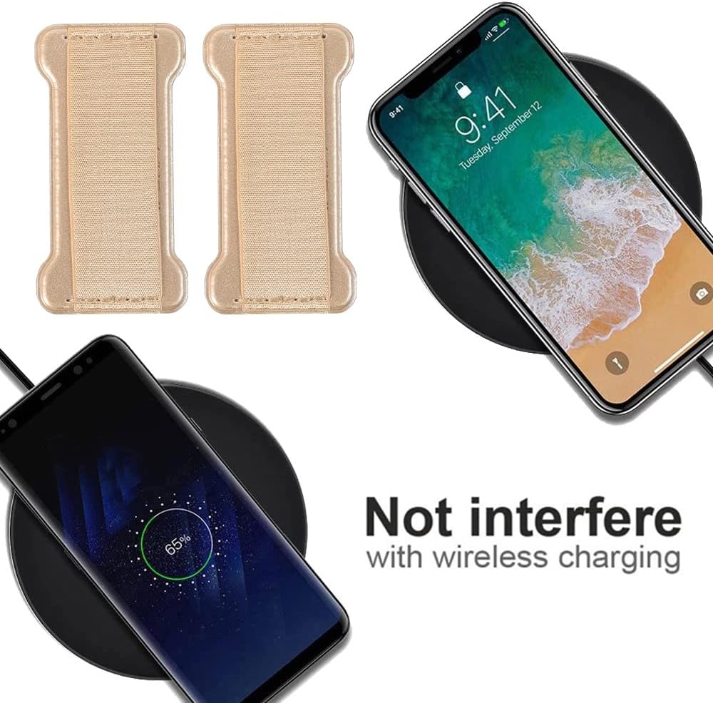 Phone Grip Holder for Hand, Universal Finger Strap Phone Holder, Finger Selfie Grip Compatible with Most Smartphones (Gold Purple) - 2Pack