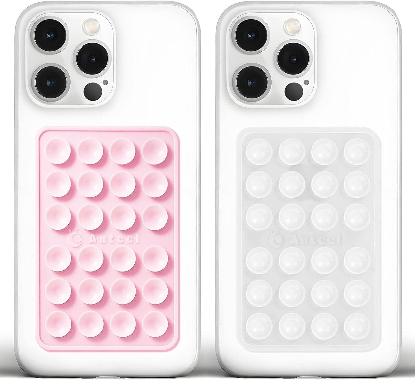 Anteel Medium-Sized Silicone Suction Phone Case Adhesive Mount, Enhanced Suction Power and Upgraded Thickened Sticky Phone Grip, Durable, Hands-Free Sticky Phone Holder, 2.28"x3.46" (LPK&TP)
