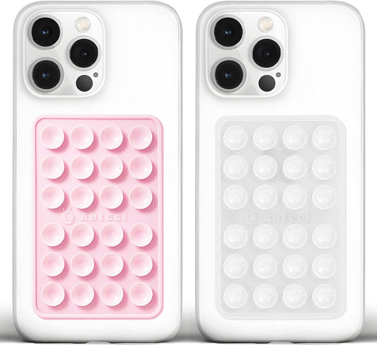 Anteel Medium-Sized Silicone Suction Phone Case Adhesive Mount, Enhanced Suction Power and Upgraded Thickened Sticky Phone Grip, Durable, Hands-Free Sticky Phone Holder, 2.28"x3.46" (LPK&TP)