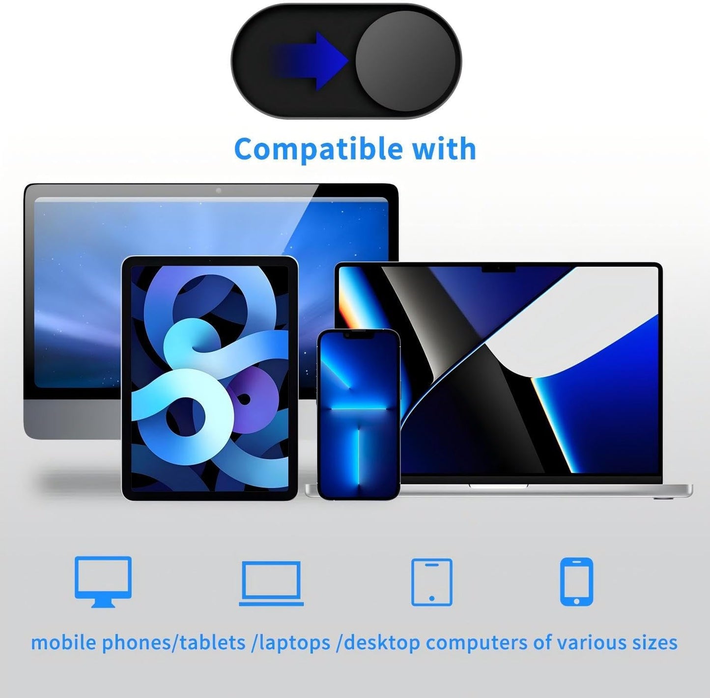 Metal Webcam Cover Slide [2 Pack Black], 0.022in Camera Cover for Laptop Computer, MacBook Pro/Air iMac iPad Tablet iPhone 16/15/14/13/12 Plus, Web Camera Blocker Protect Your Privacy