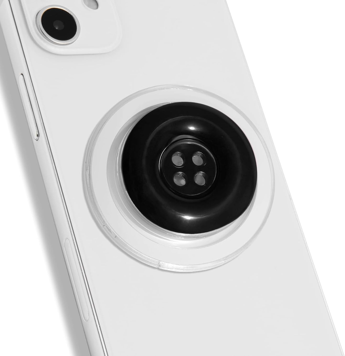 Solid Color Button Phone Grip – Minimalist Design, Durable and Lightweight, Grip and Stand for Smartphones (Black, Magnetic Type)