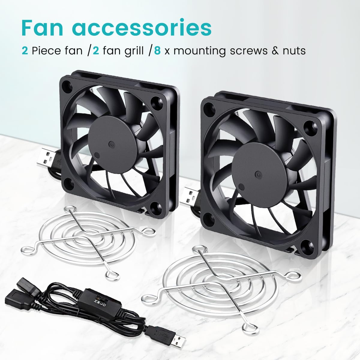 2 Packs Wathai 60mm x 10mm USB Computer Fan 5V with Speed Control DC Brushless Cooling Fans for Charger PC Case Router Raspberry Pi Radiator Cooler Ventilation