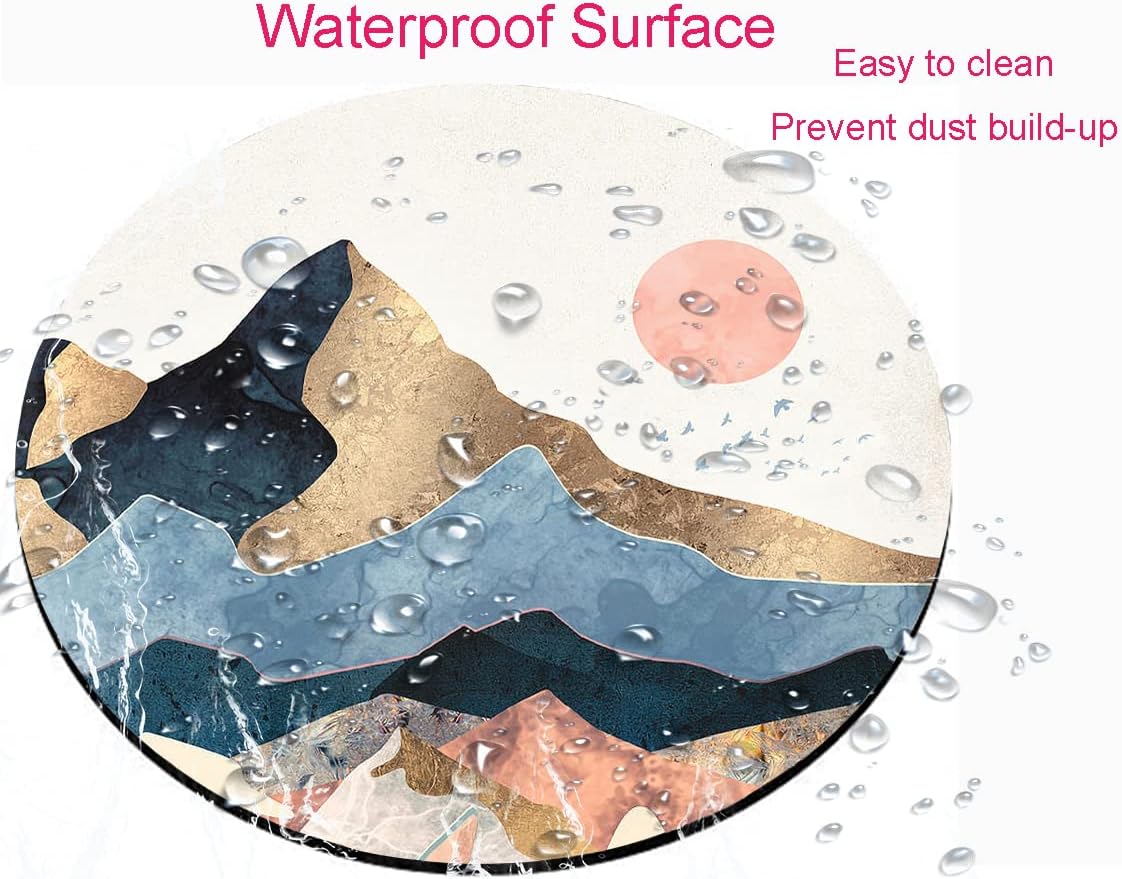 Mouse Pad, Sunrise Mountain Mouse Pad, Cute Small Round Mousepad for Laptop Office Desk, Waterproof Non-Slip Rubber Base Computer Mouse Pads for Wireless Mouse, Abstract Mountain