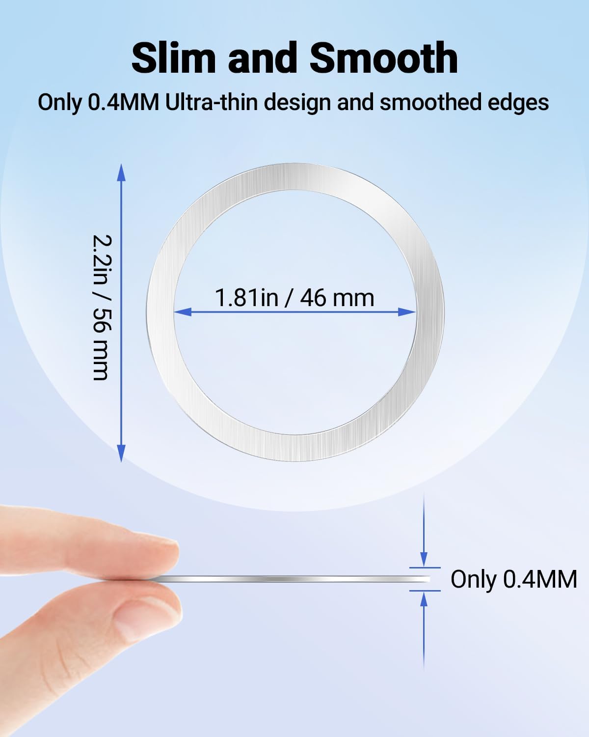 Magnetic Wireless Charging Magsafe Ring-6 PCS,Ultra-Thin(0.4mm) Magsafe Sticker, Compatible with iPhone 16/15/14/13 Series,Samsung Galaxy,Google Pixel Series,Magsafe Accessories-3Black&3Silver