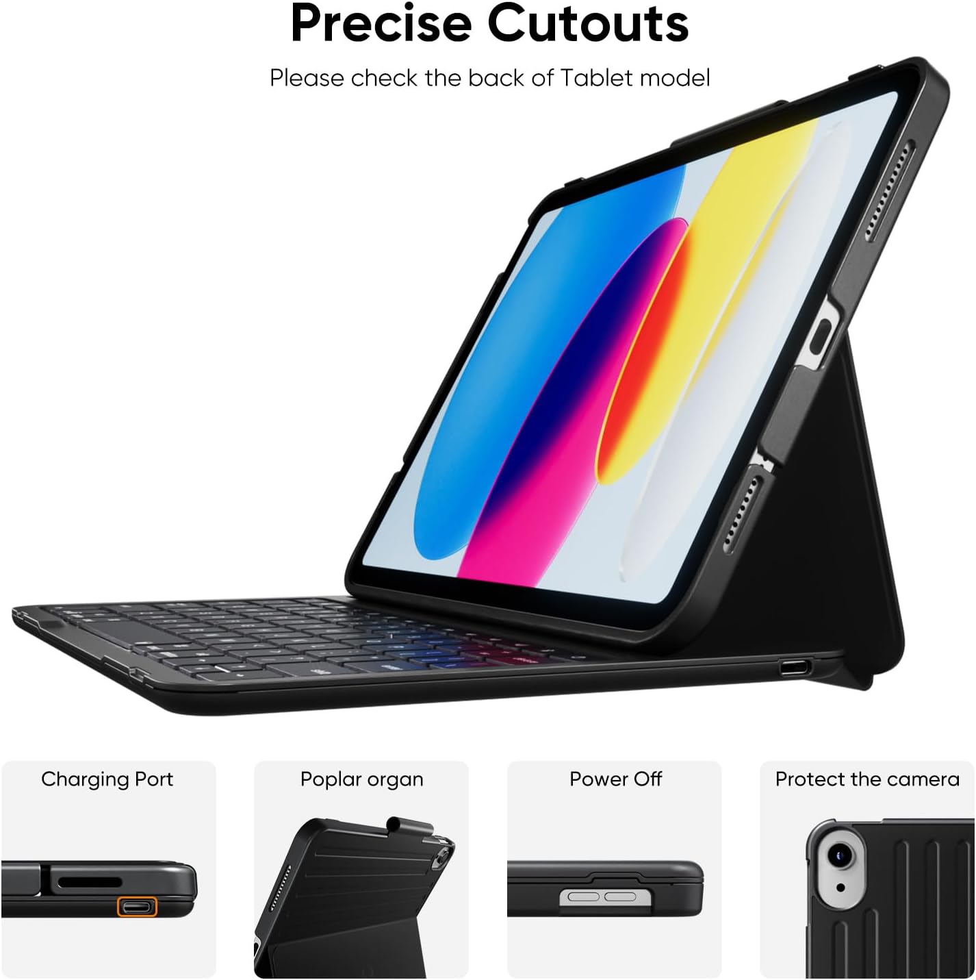 PAUL B for iPad 10th/11th Generation Case with Keyboard 10.9 Inch 2022/11 Inch 2025,Cover with Pencil Holder,Integrated for 10 Gen/11 Gen(A16),Wireless iPad Keyboard Case,Thin & Light (Red)