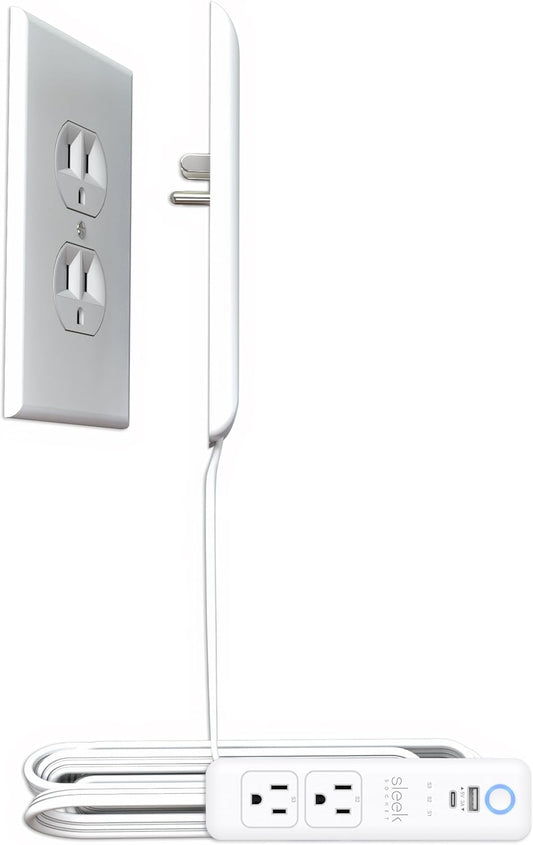 Smart Sleek Socket: Universal Outlet Concealer with Wi-Fi Smart Power Strip