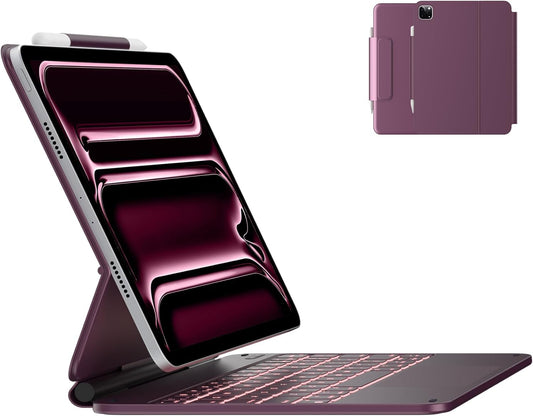 typecase Keyboard Case for iPad Pro 11-inch (M4) 2024,Magic Keyboard with 11 Colors Backlight for iPad Pro 11,Keyboard Case with Pencil Holder,Multi-Touch Trackpad,Easy-Set Magnetic Stand,Raspberry
