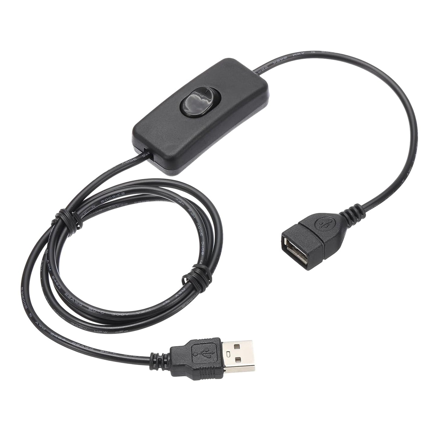 MECCANIXITY USB Extension Cable with ON/Off Toggle Switch 1m USB Male to Female Extension Cord for Desk Lamp Fan LED Light Strip Black Pack of 1