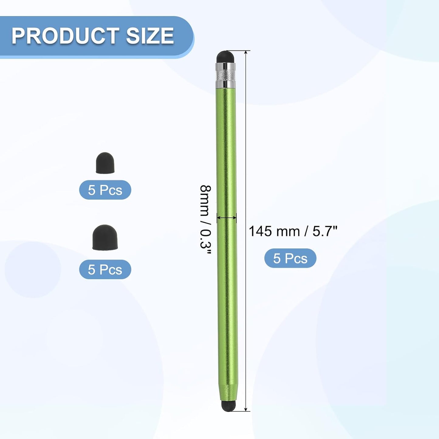 PATIKIL 5 Pcs Stylus Pens for Touch Screens, 2 in 1 High Sensitivity Universal Pen Capacitive Stylus for Phone Tablets Laptop Touch Screen Devices, Green