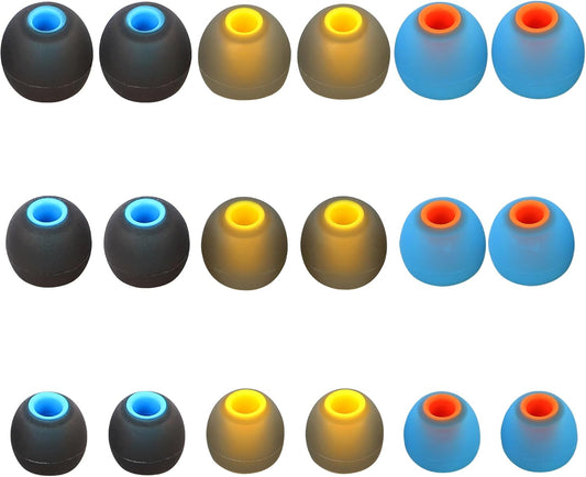 Silicone Earbud Tips - S M L, Fit Most In-Ear Earbuds (Inner Hole 3.8mm - 5.1mm), 9 Pairs