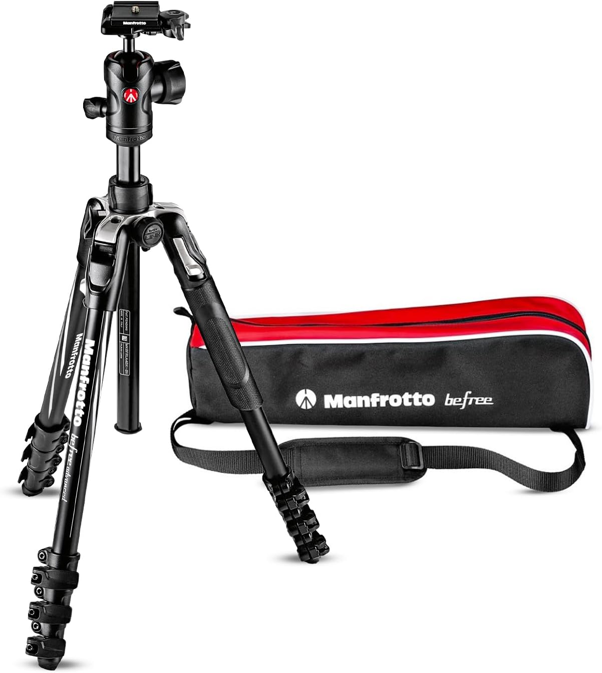 Manfrotto Befree Advanced Camera Tripod with Lever Closure, Portable and Compact Travel Tripod Kit with Ball Head, Aluminum Tripod for DSLR Reflex and Mirrorless Cameras, Camera Accessories