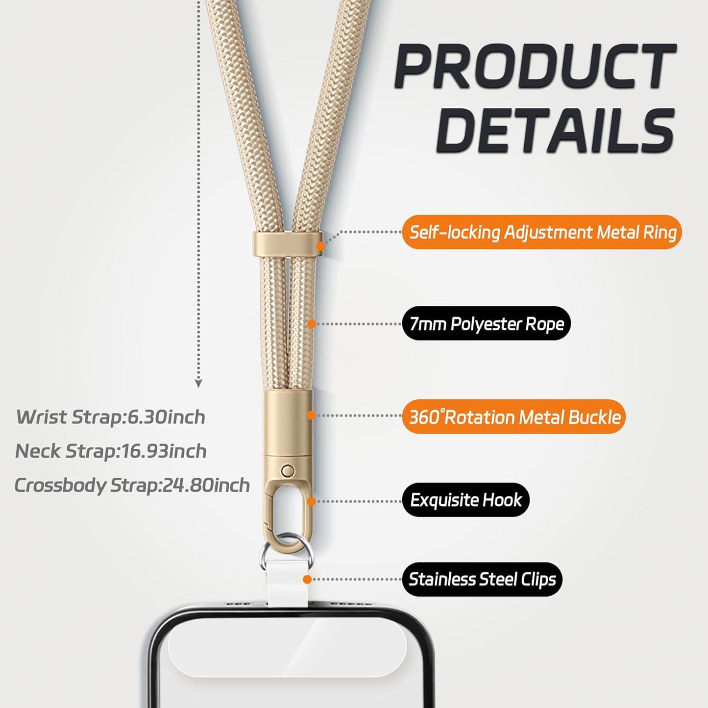 2 Pack Phone Lanyard,2×Phone crossbody strap,4×Tether Tabs,Universal Cell Phone Multifuctional Patch Polyester Lanyards,Cell Phone Lanyards for Women and Men(wine+light camel)