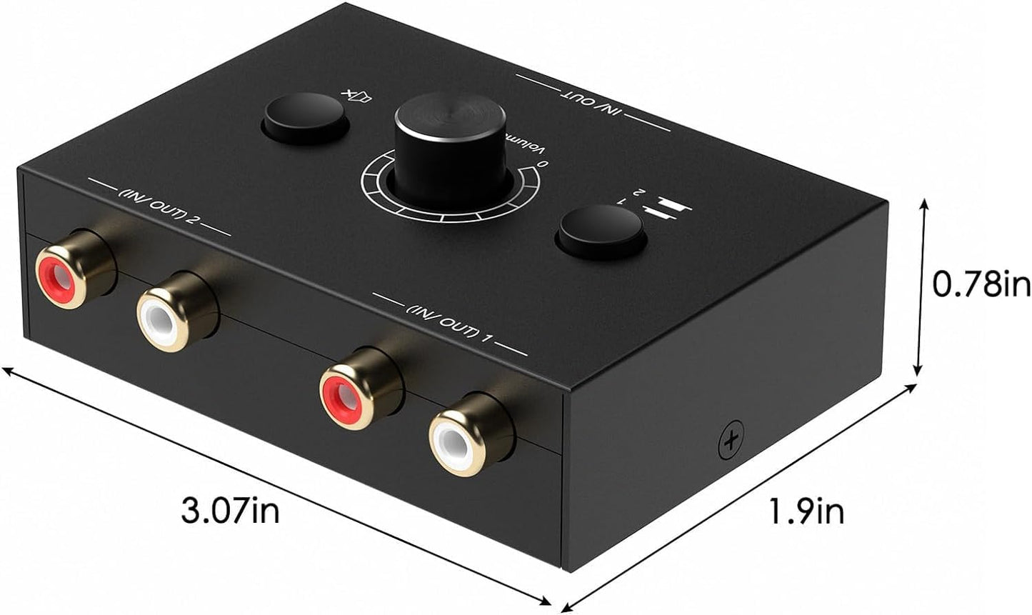 Y.D.F 2-Way Bi-Directional RCA Switch, HiFi AV L/R Sound Channel 1 in 2 Out or 2 in 1 Out, L/R Sound Channel Audio Switcher Splitter RCA Stereo Selector for DVD Stereo Speaker CD Player