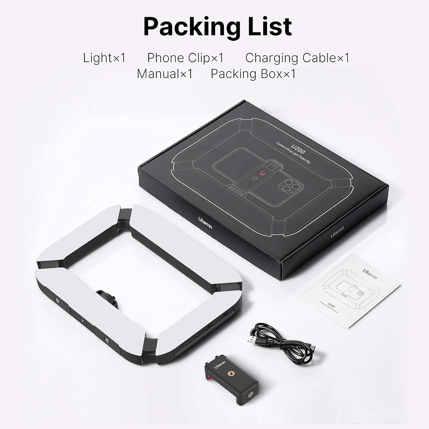 ULANZI U200 Smartphone Video Rig - Control LED Ring Light, YouTube & Vlogging Filmmaking Stabilizer